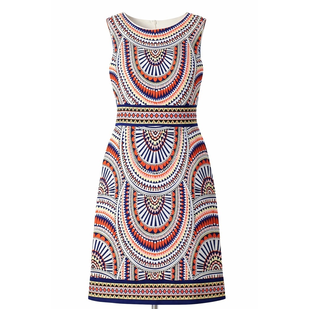 Chicos Womens Size 0 Sleeveless Multicolor Sheath Dress Popover Bodice